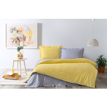 Özdilek Colormix Sarı Gri Çift Kişilik Ranforce Nevresim Takımı