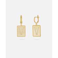 14 Ayar Kişiye Özel Zirkon Taşlı Harf Küpe