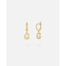 14 Ayar Kişiye Özel Harfli Zirkon Taşlı Zarif Altın Küpe