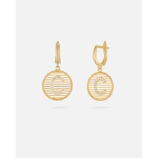 Kişiye Özel 14 Ayar Altın Harfli ve Zirkon Taşlı Küpe