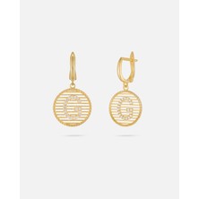 Kişiye Özel 14 Ayar Altın Harfli ve Zirkon Taşlı Küpe