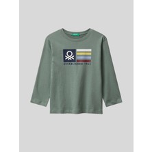 Benetton Erkek Çocuk Baskılı Sweatshirt 1-6 Yaş Haki