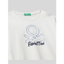 Benetton Erkek Çocuk Baskılı Sweatshirt 1-6 Yaş Ekru