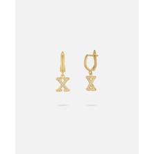 14 Ayar Kişiye Özel Harfli Zirkon Taşlı Zarif Altın Küpe