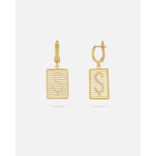 14 Ayar Kişiye Özel Zirkon Taşlı Harf Küpe