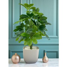 Yapay Çiçek Şeflera (Schefflera) Bitkisi18 Yaprak Şemsiye Çiçeği  80CM Plastik Saksılı Yapay Salon Çiçeği Yapay Ağaç Hediyelik Ev Ofis Dekorasyon