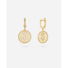 Kişiye Özel 14 Ayar Altın Harfli ve Zirkon Taşlı Küpe