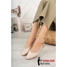 Kadın Krem Cilt Arkası Acık Sivri Burun Günlük Babet