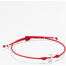 Gümüş Harfli Kırmızı Ipli Ikon Bileklik