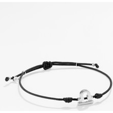 Gümüş Terazi Burcu Siyah Bileklik