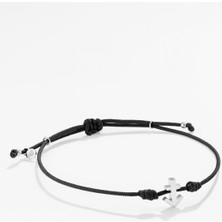 Gümüş Yay Burcu Siyah Bileklik