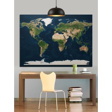 Karanlık Fon Üzerinde Dünya Haritası Dekoratif Kanvas - Mdf Ahşap Tablo
