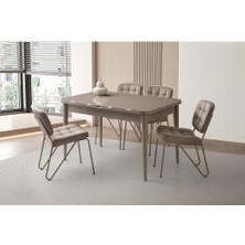 Yuvaset Home Mobilgen Cappicino 4 Adet Banky Sandalye 130+37 Kelebek Kütük Masa Takımı