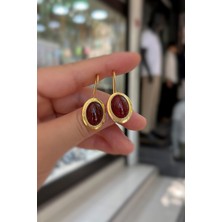 Gümüş Akik Taşlı Sallantılı Küpe IS989E6