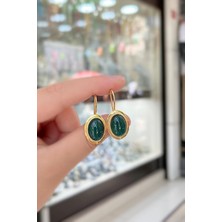 Gümüş Yeşil Taşlı Küpe IS032E69