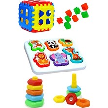 Sevimli Hayvanlar - Bultak Kuleli Halkalar - Puzzle Bultak Küp Süper Eğitici 3lü Set