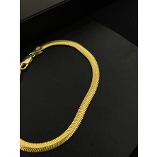 925 Ayar Gümüş Balık Sırtı Modeli Kadın Bileklik (Altın Yaldızlı) (4mm)