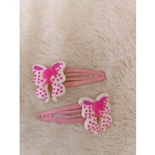 Mine Kaplamalı Ikonik Barbie Desenli Çiftli Açık Pembe Üçgen Model Çocuk Çıt Çıt Toka