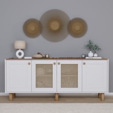 Bohem Serisi Natura 2 Kapak Pvc Hasır Desen Mat Beyaz - Açık Ceviz Konsol