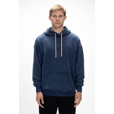 Acid Bear Kapüşonlu Indigo Oversize Erkek Sweatshirt