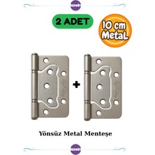 2 Adet Dayanıklı 10 CM Kapı Menteşesi – Saten Metal Yönsüz Kelebek Menteşe Gümüş Krom