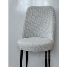 Jakarlı Kumaş Ilmek Desen Oval Sandalye Kılıfı. Lastikli, Yıkanabilir, Esnek Sandalye Örtüsü (6 Adet)