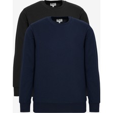 2'li Paket Pamuklu Standart Fit Normal Kesim Bisiklet Yaka Sweatshirt
