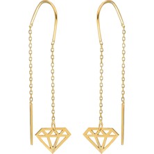 Ily Jewelry Sallantılı Pırlanta Motifli Küpe