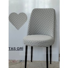 Tuğla Desen Oval Sandalye Kılıfı Likralı Esnek Yıkanabilir Lastikli Sandalye Örtüsü (6 Adet )