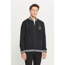 Standart Fit Normal Kesim Fermuarlı Kolej Yaka Yan Cepli Sweatshirt