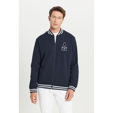 Standart Fit Normal Kesim Fermuarlı Kolej Yaka Yan Cepli Sweatshirt