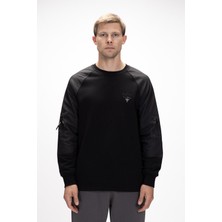 Hill Si̇yah Crewneck Erkek Sweatshirt