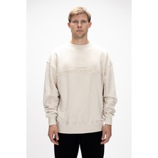 Vex Bej Oversize Erkek Sweatshirt