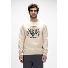 Adventure Bej Crewneck Erkek Baskılı Sweatshirt