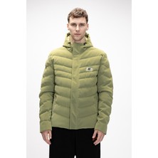 Barcelona Soluk Yeşi̇l Puffer Kapüşonlu Erkek Mont