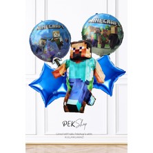 Minecraft Folyo Balon Seti 5li Minecraft Tema Doğum Günü Balonları