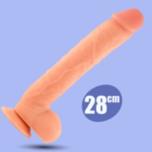 Gerçek Ten Dokusunda 28 cm Jumbo Boy Ekstra Büyük ve Gerçekçi Vantuzlu Yumuşak Damarlı Dildo Huge Çaplı ve Büyük Boyutlu Suni Yapay Dildo