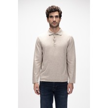 Kuger Bej Polo Yaka Erkek Triko Kazak