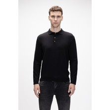 Kuger Siyah Polo Yaka Erkek Triko Kazak