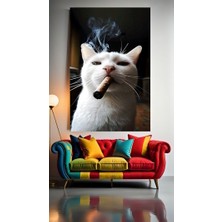 Özkacar Group Pro Içen Kedi V1 Ev Duvar Salon Güzellik Salonu Ofis Dükkan Dekarasyon Kanvas Tablo