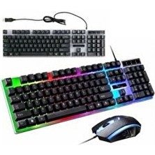 PG-8017 Oyuncu Isıklı Klavye Mause Seti Klavye + Mouse Seti