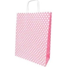 Pembe Puantiyeli Karton Poşet 25 Adet