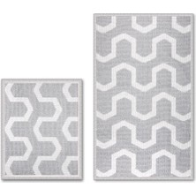 Dome Bukle Doğal Pamuklu 2'li Banyo Paspas Seti 60X100+50X60 cm - Gri