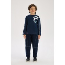 Nebbati Bg Store Uzun Kollu Lacivert TShirt Erkek Çocuk Günlük Stil Pamuk