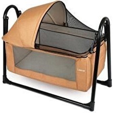 Smoll Metal Sallanır Beşik Kahverengi Keten Kumaşlı