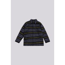 Nebbati Bg Store Erkek Çocuk Desenli Çizgili Mont Uzun Kol Normal Yaka Midi Model