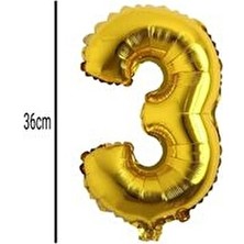 3 Yaş Gold Rakam Folyo Balon 36 cm 16INÇ Küçük Boy Rakam Folyo Balon 36CM Gold Folyo Balon
