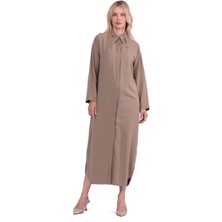 Göz Tensel Uzun Gömlek Bej