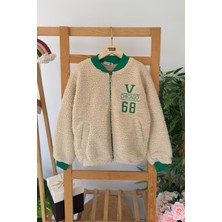Miniğimin Cicileri V68 Işleme Detaylı Kolej Kışlık Unisex kuzu mont - Bej