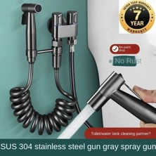 Banyo Bide Basınçlı Püskürtücü Taharet Musluğu Klozet Hortumu Antrasit Renk Ithal 7 Yıl Garantili